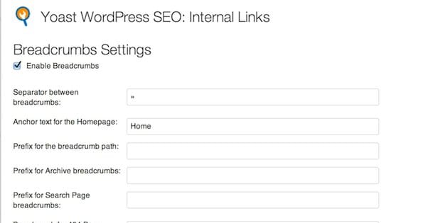 Breadcrumb Settings in Yoast