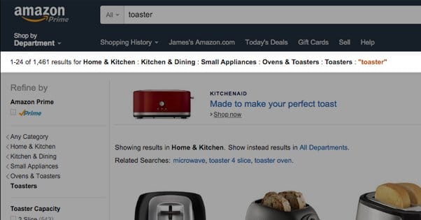 Breadcrumbs on Amazon